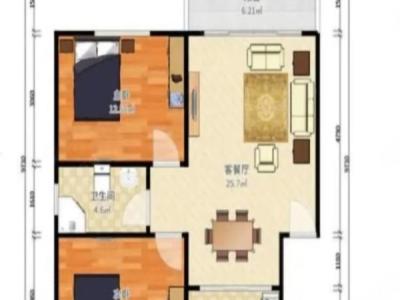名雅豪庭一期小区2室2厅1卫户型图2