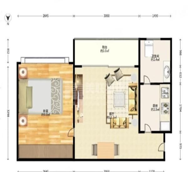皇庭世纪小区1室1厅1卫户型图82