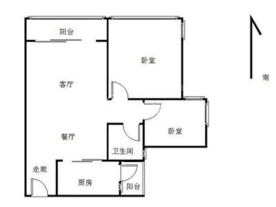 蓝湾半岛小区2室1厅1卫户型图3