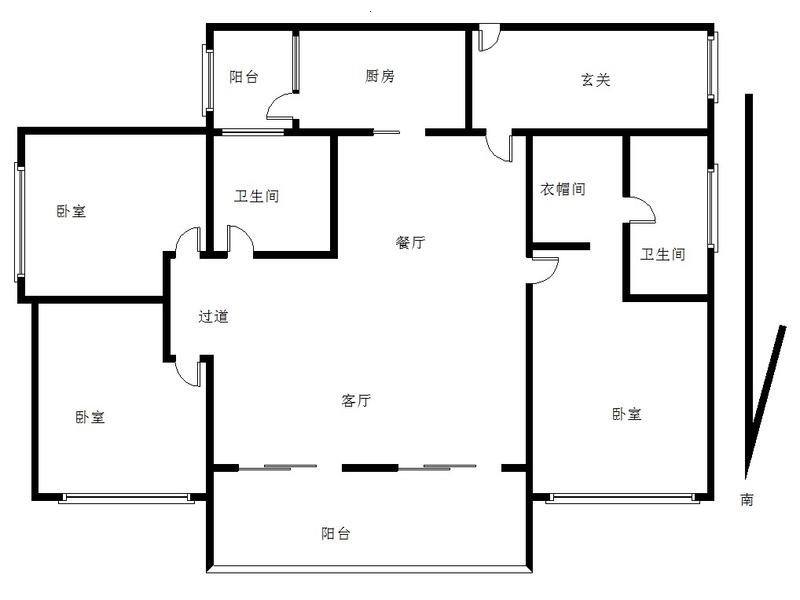 南湾国际小区3室2厅2卫户型图