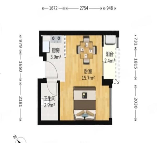 莲塘东路小区1室0厅1卫户型图3