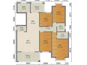 东江学府二期 4室2厅 169㎡ 毛坯_东江学府二期二手房户型图片2