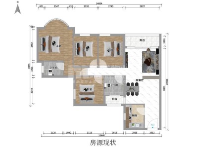 鑫竹苑小区3室2厅2卫户型图1