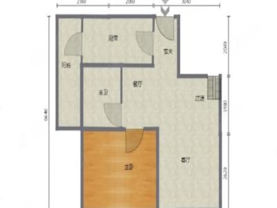 锦绣海湾城十一期小区1室1厅1卫户型图1