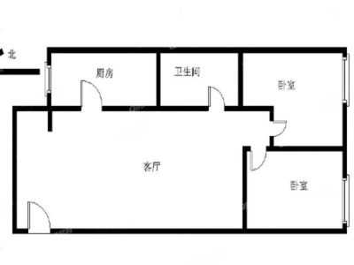 莲峰新村小区2室2厅1卫户型图2