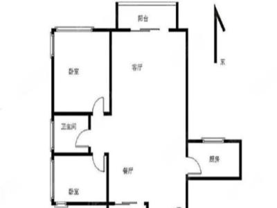 华发新城五期小区2室1厅1卫户型图2