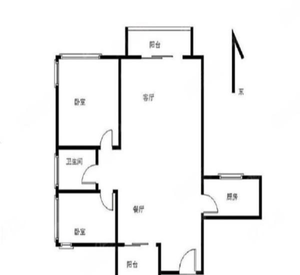 华发新城五期小区2室1厅1卫户型图