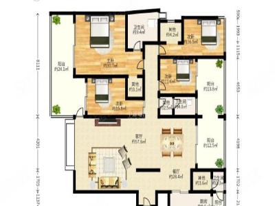 波托菲诺纯水岸九期小区4室2厅2卫户型图2