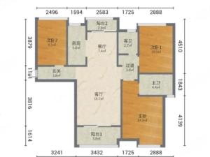 海伦堡西子湾 3室2厅 110.5㎡ 毛坯_海伦堡西子湾二手房户型图片2