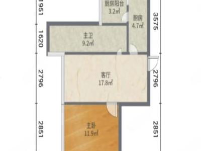 栖游记小区1室2厅1卫户型图5
