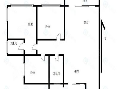 天健阳光华苑小区3室2厅2卫户型图3