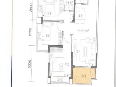 华强城市花园三期小区3室2厅1卫户型图1