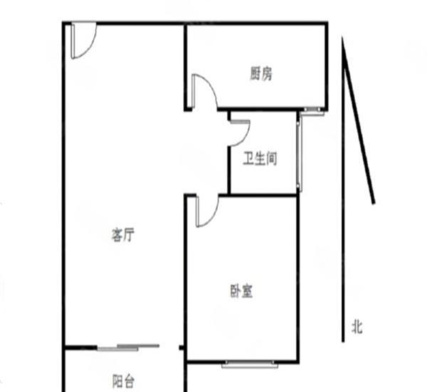 白金假日公寓小区1室1厅1卫户型图2