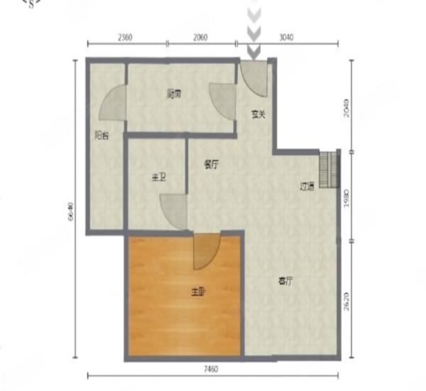 锦绣海湾城十一期小区1室1厅1卫户型图2