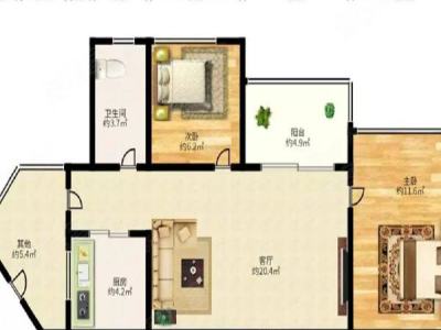 金域东郡小区2室1厅1卫户型图4