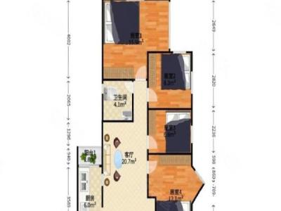 海连大厦小区2室1厅1卫户型图3